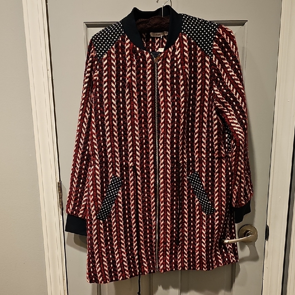 Hazel By Antropologie Embroidered Bomber Jacket Cardigan Coat Medium Nwot